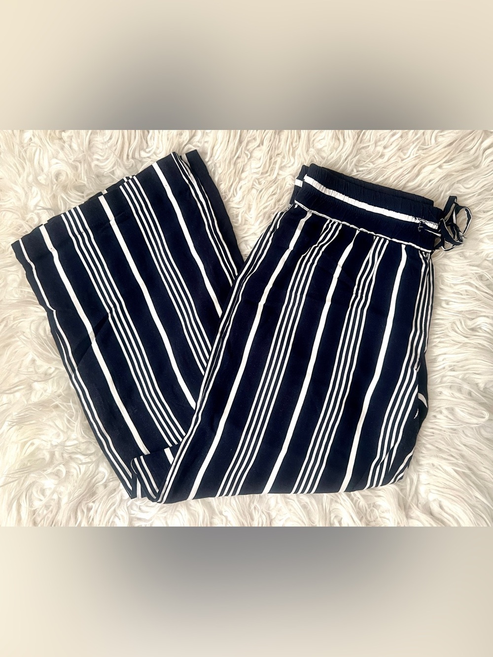 Cynthia Rowley Navy and White Striped Lounge Pants w/ Drawstring Waist